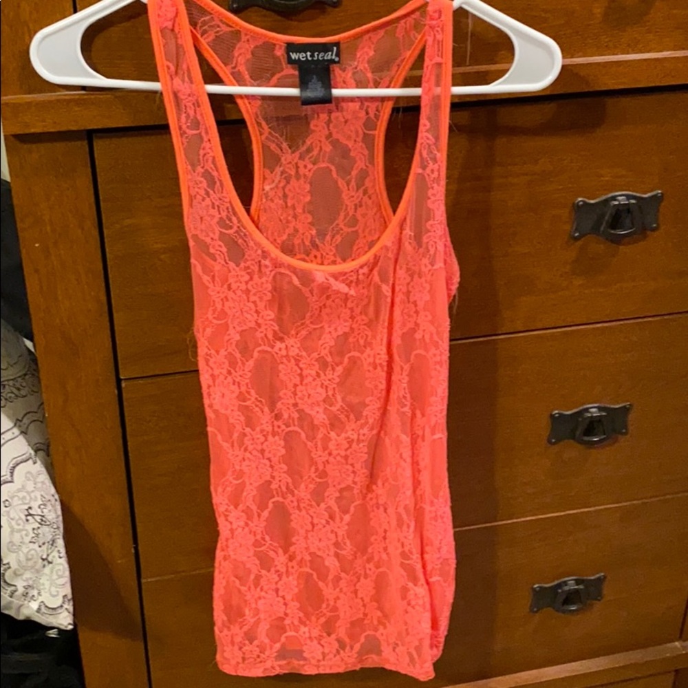 Coral Lace Tank Top
